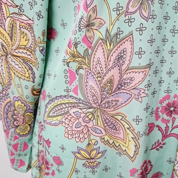 Hello Miss Womens Dress One Shoulder Bell Sleeve Mini Green Paisley Sz Small - Picture 8 of 14